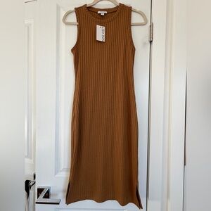 Nine West Tan Ribbed Midi Dress